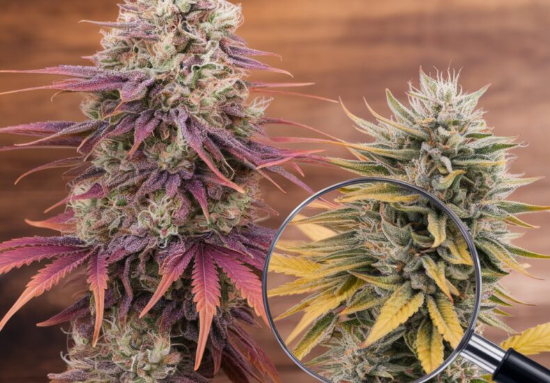 Feuilles de chanvre avec une fiole d'huile de CBD