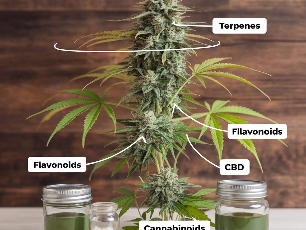 Feuilles de cannabis avec extrait d'huile de CBD