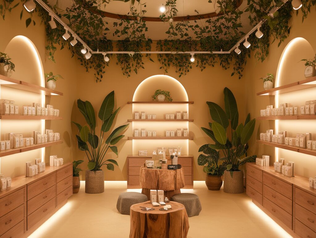Devanture d'une boutique spécialisée en CBD avec un design moderne