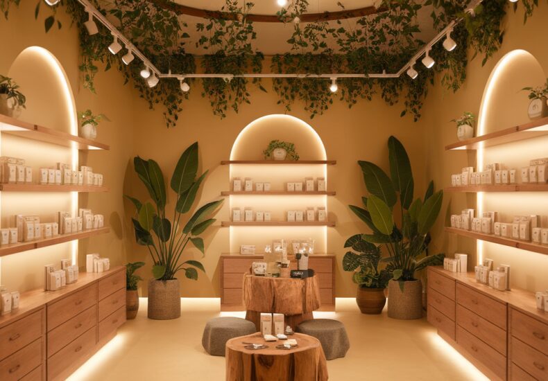 Devanture d'une boutique spécialisée en CBD avec un design moderne