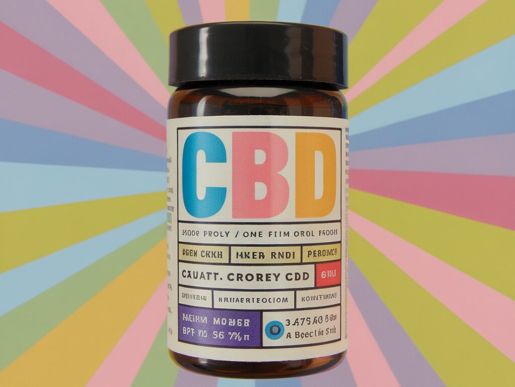 Bouteille d'huile de CBD avec des feuilles de chanvre