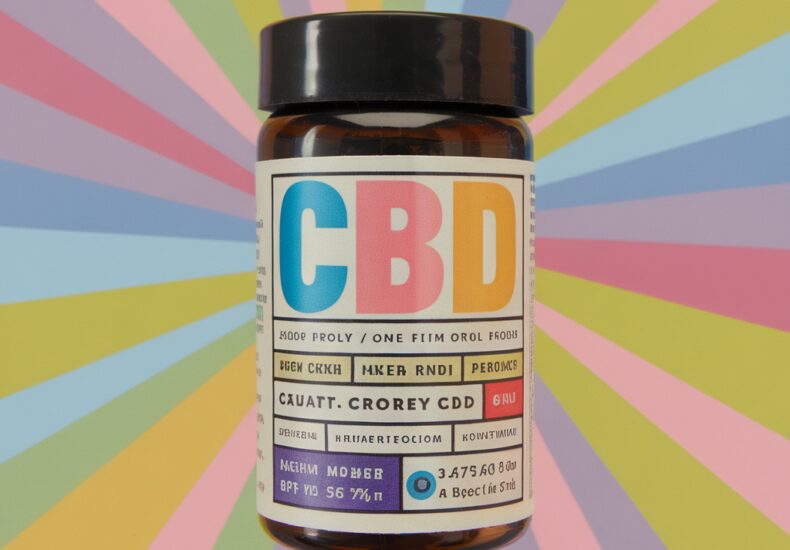 Bouteille d'huile de CBD avec des feuilles de chanvre