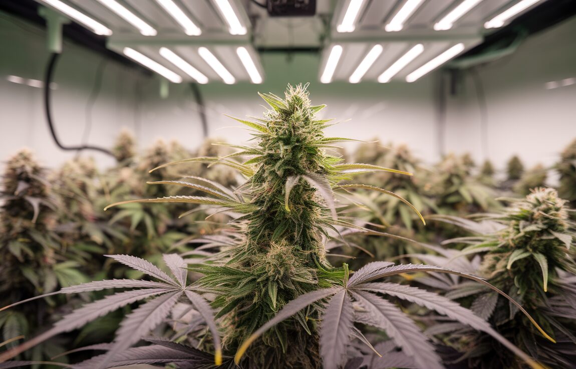 Flacon d'huile de CBD avec des feuilles de chanvre