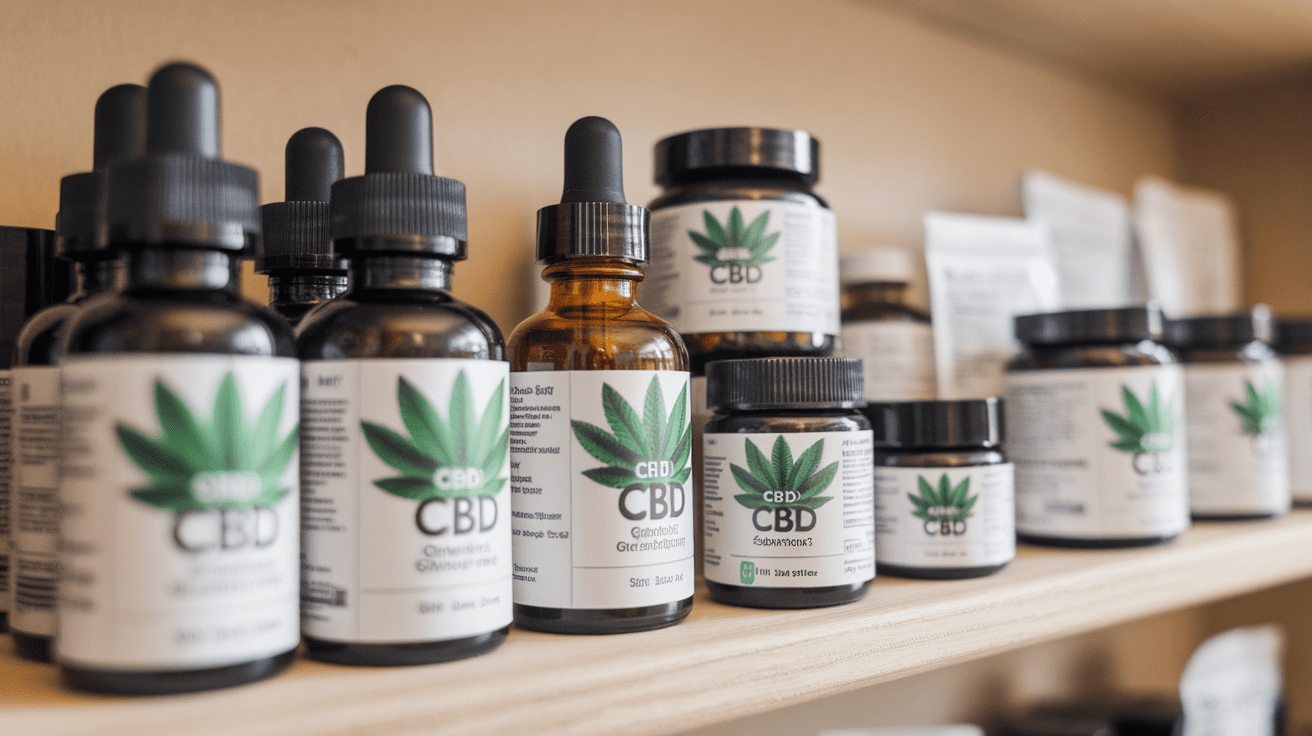 Devanture d'une boutique de CBD à Limoges avec divers produits bien-être